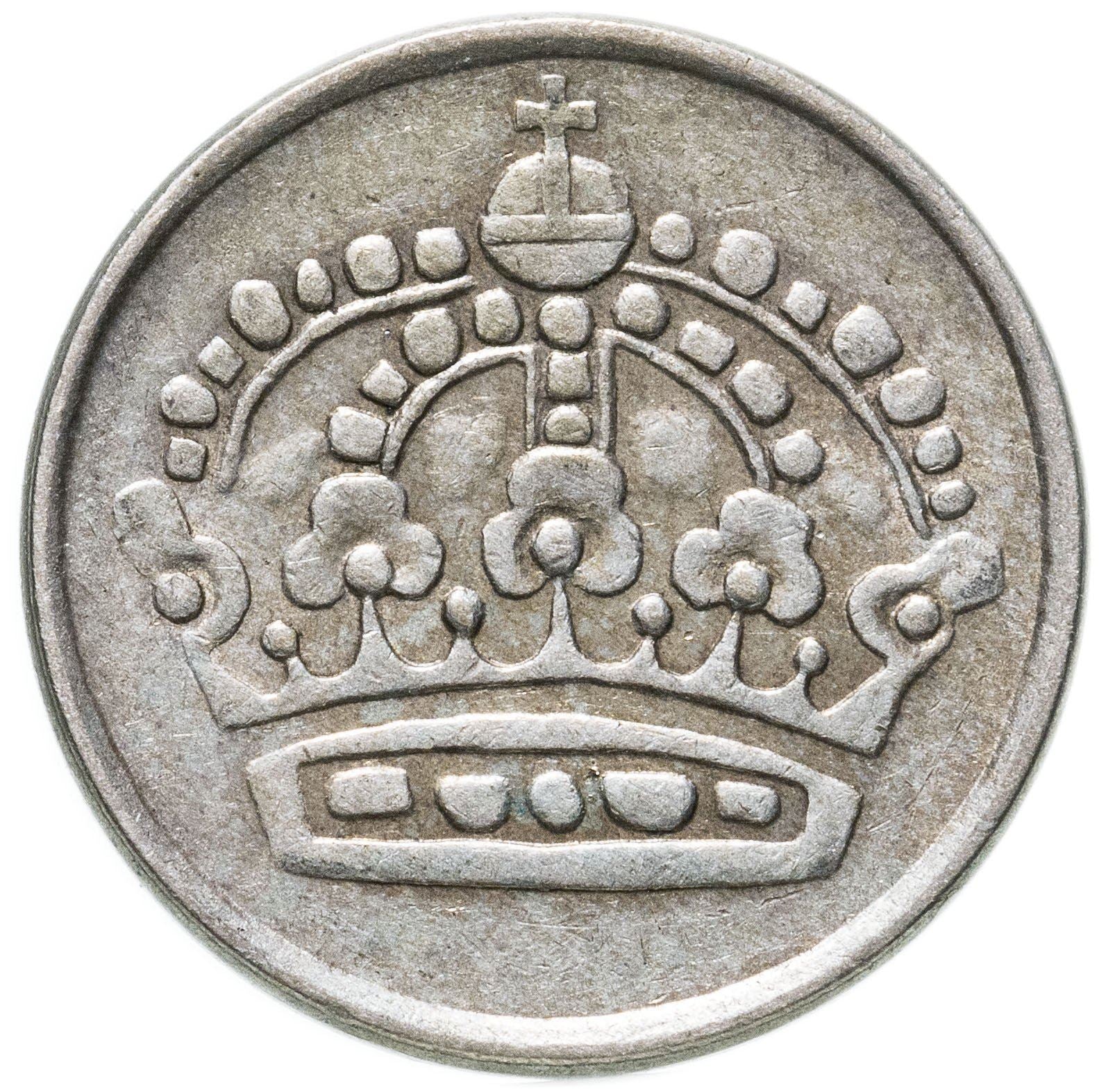 Swedish Coin 25 Ore Coin | King Gustaf VI Adolf | Crown | Sweden | 1952 - 1961