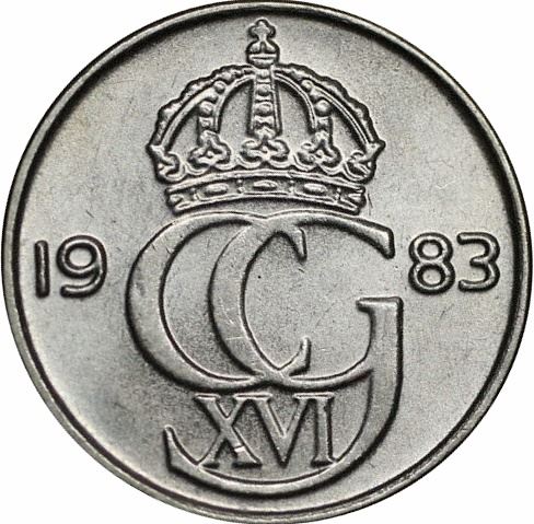 Swedish Coin 25 Öre | King Carl XVI Gustaf | Sweden | 1976 - 1984