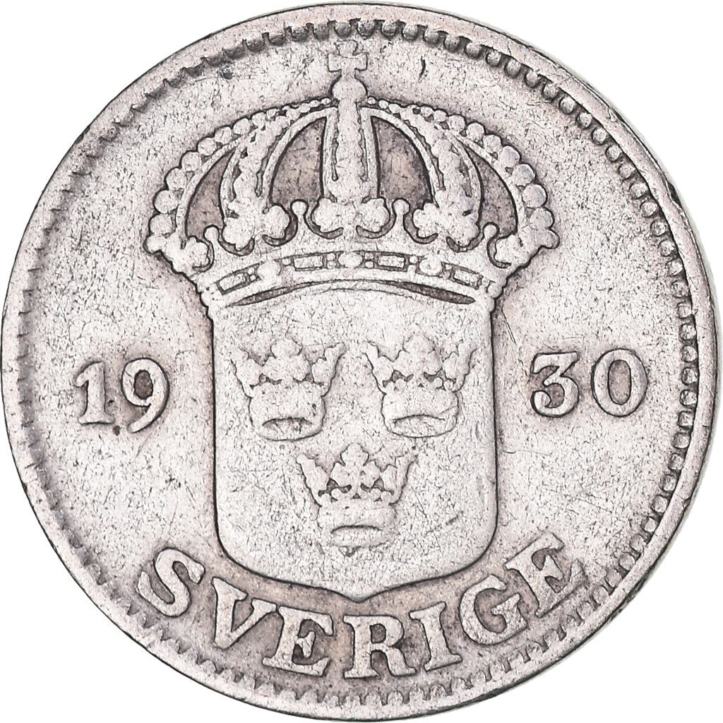 Swedish Coin 25 Öre | King Gustaf V | Shield | Sweden | 1910 - 1941