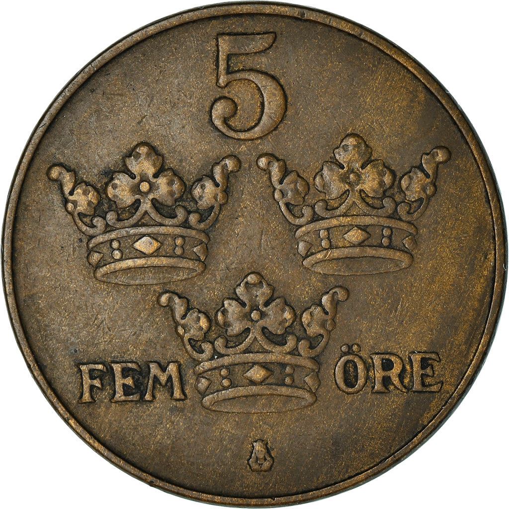 Swedish Coin 5 Öre | King Gustaf V | Sweden | 1909 - 1950