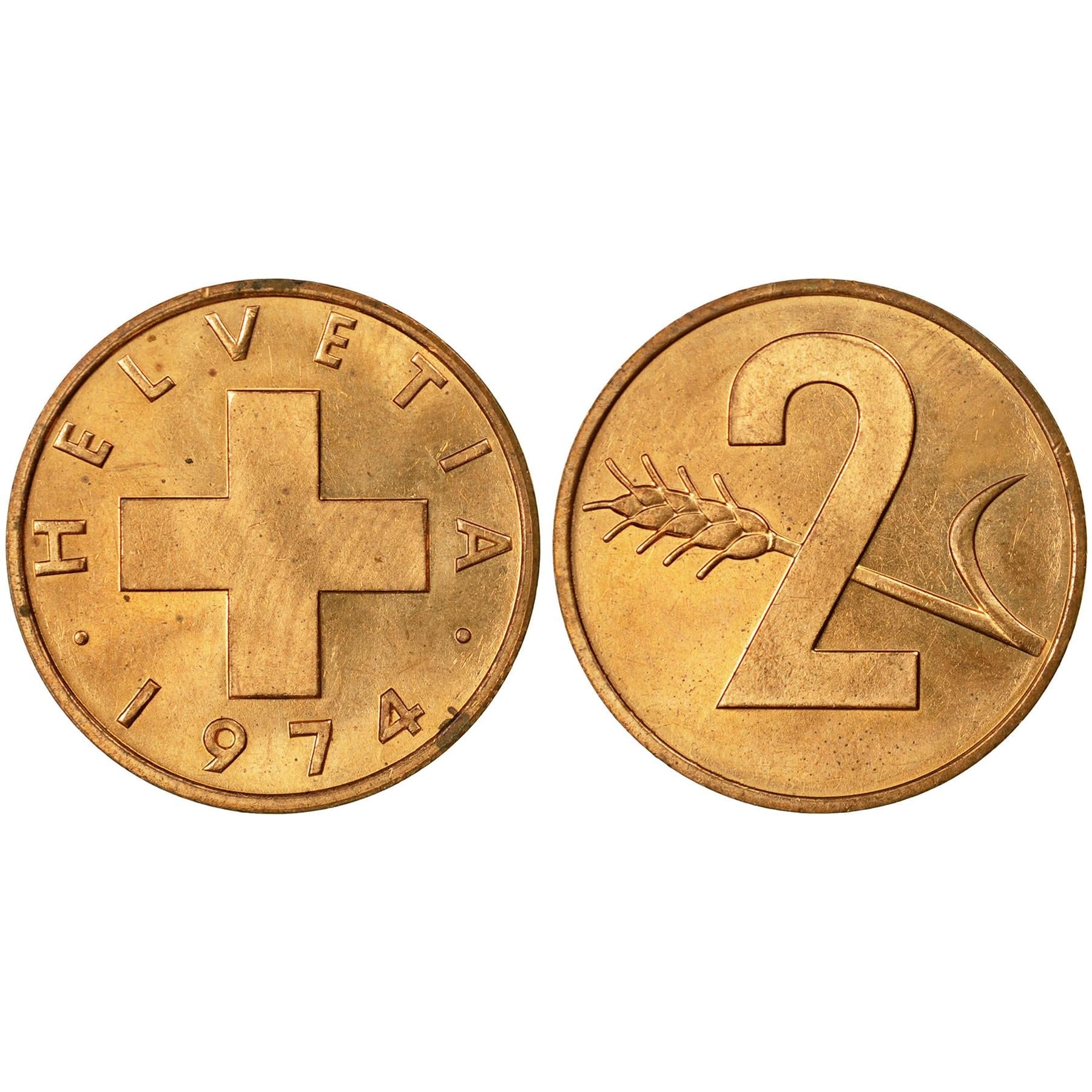 Swiss 6 Coin Set 1 2 5 10 20 Rappen 1/2 Franc | Wheat | Libertas | Helvetia | Switzerland | 1968 - 1980