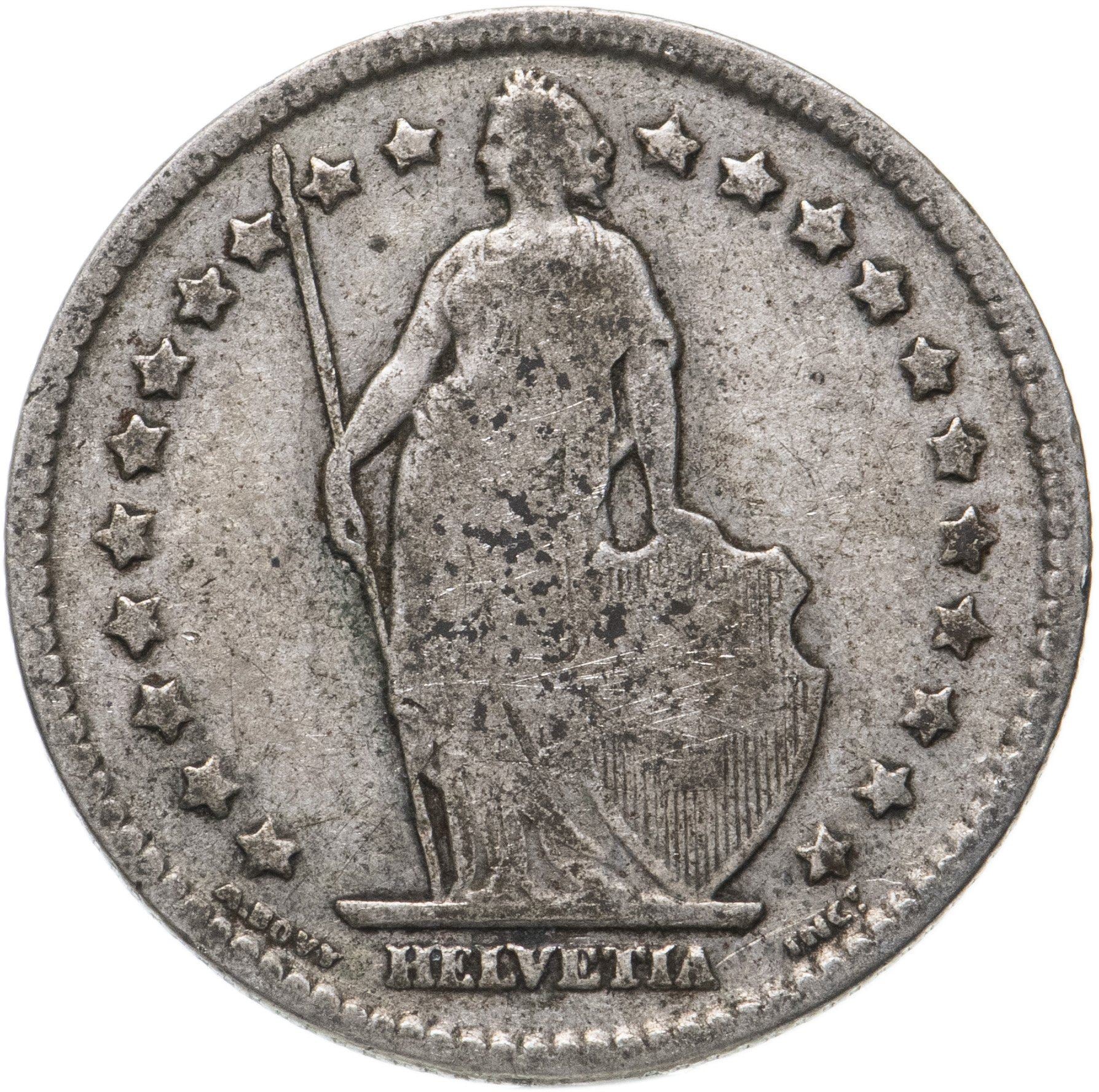 Switzerland Coin Swiss 1 Franc | Helvetia | KM24 | 1875 - 1967