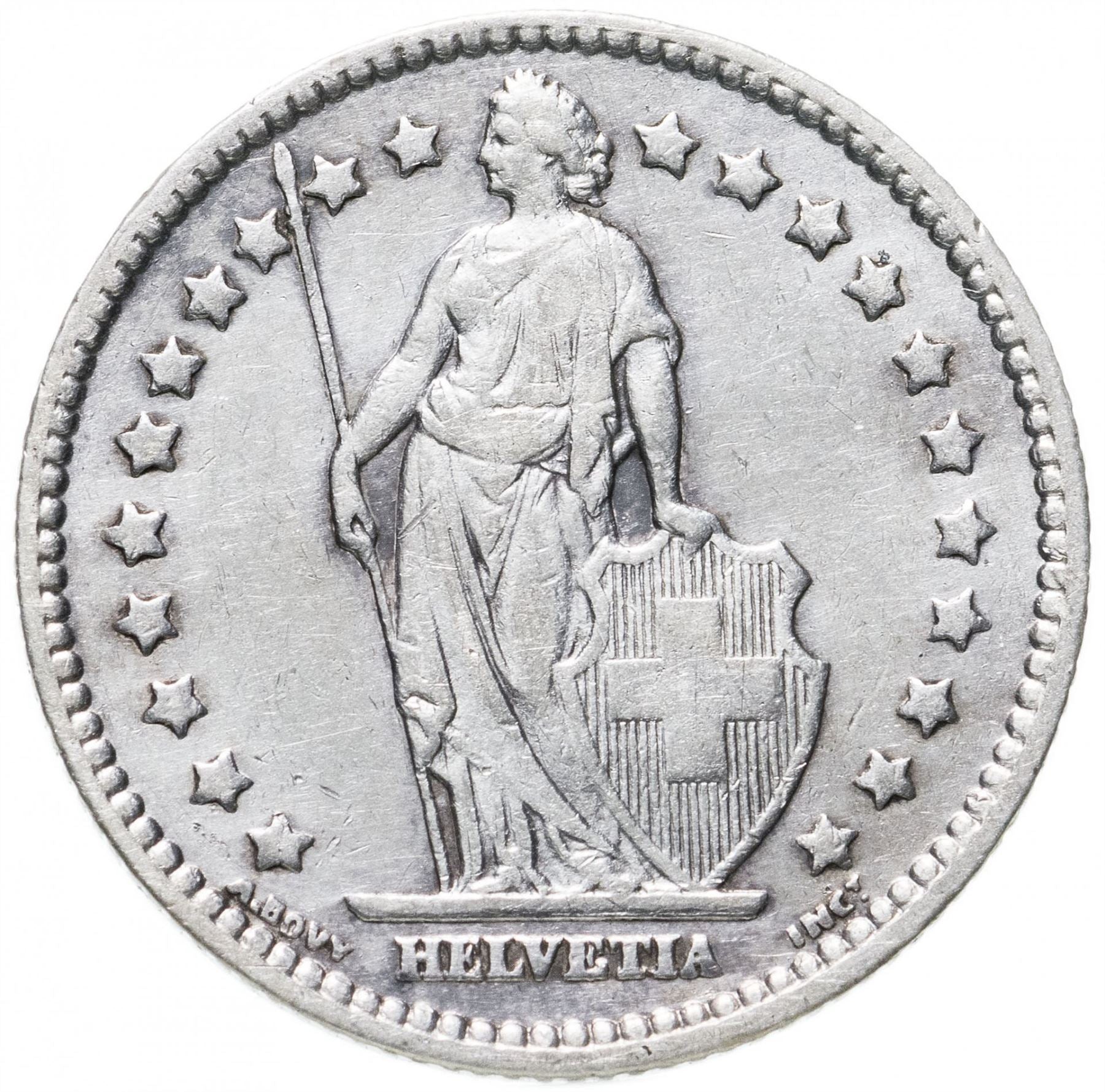 Switzerland Coin Swiss 1 Franc | Helvetia | KM24 | 1875 - 1967