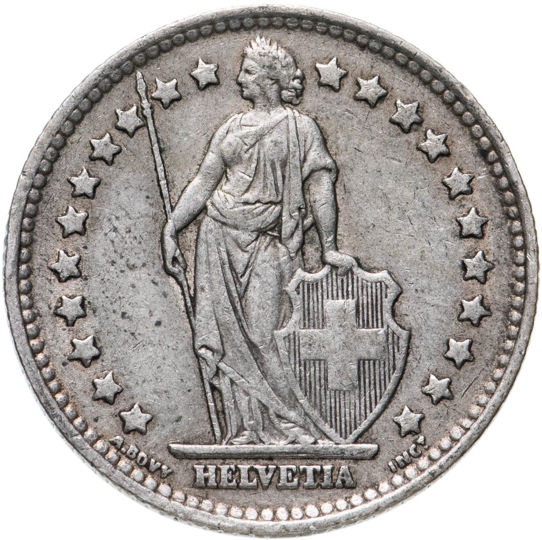 Switzerland Coin Swiss 1 Franc | Helvetia | KM24 | 1875 - 1967