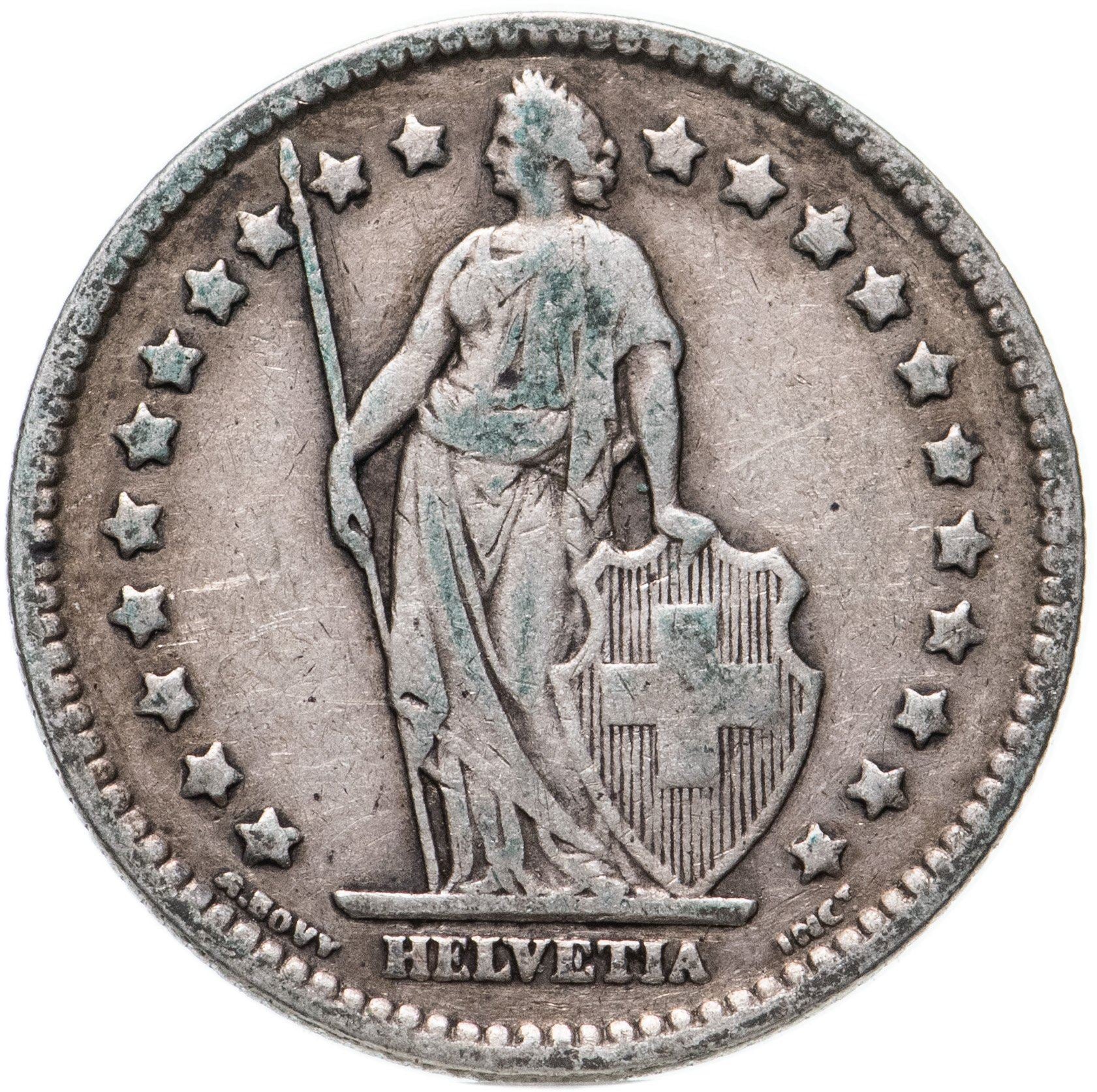 Switzerland Coin Swiss 1 Franc | Helvetia | KM24 | 1875 - 1967