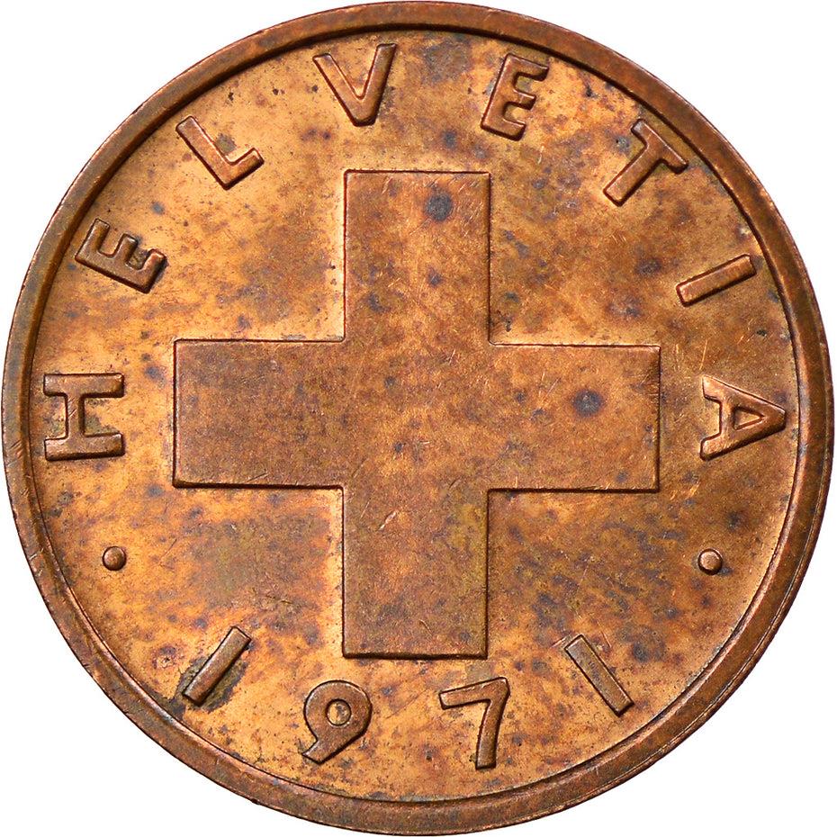 Switzerland Coin Swiss 1 Rappen | Wheat Spike | Swiss Cross | KM46 | 1948 - 2006