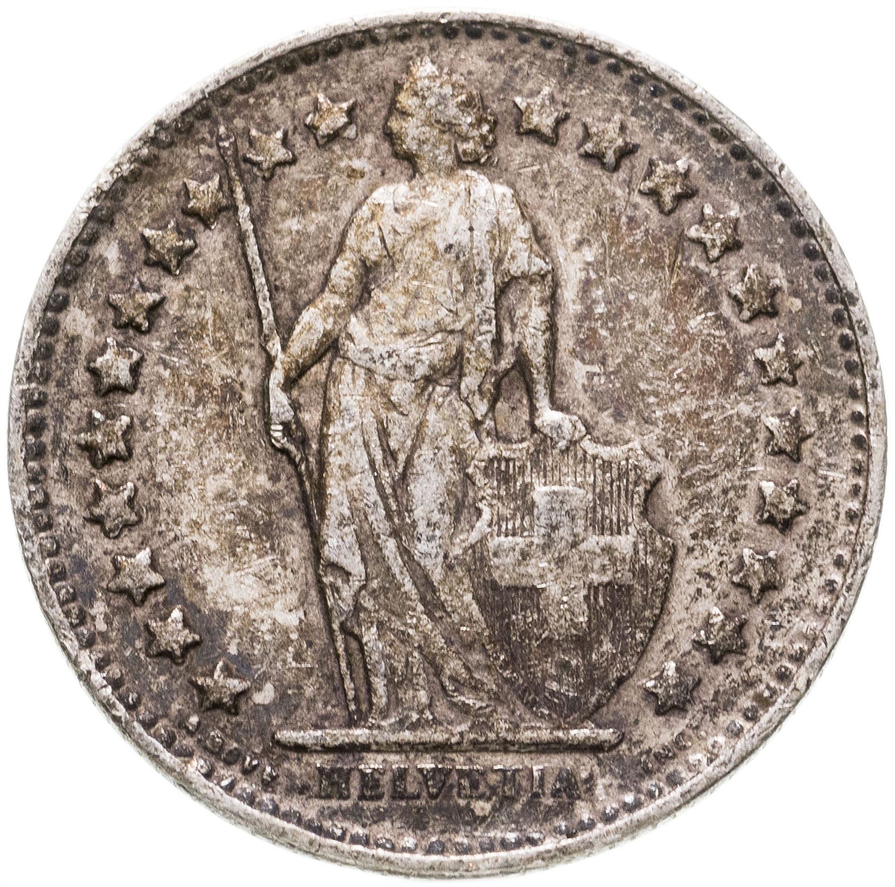 Switzerland Coin Swiss ½ Franc | Helvetia | KM23 | 1875 - 1967