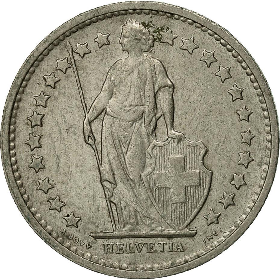 Switzerland Coin Swiss ½ Franc | Helvetia | KM23a | 1968 - 2021