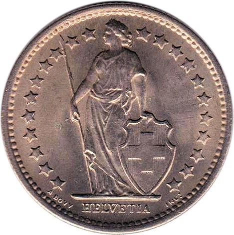 Switzerland Coin Swiss ½ Franc | Helvetia | KM23a | 1968 - 2021