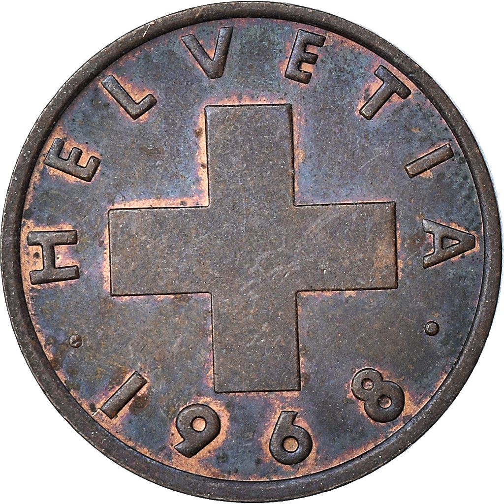 Switzerland Coin Swiss 2 Rappen | Wheat Spike | Swiss Cross | KM47 | 1948 - 1974