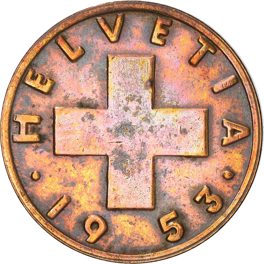 Switzerland Coin Swiss 2 Rappen | Wheat Spike | Swiss Cross | KM47 | 1948 - 1974