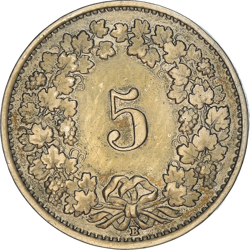 Switzerland Coin Swiss 5 Rappen | Goddess of Liberty Libertas | KM26 | 1879 - 1980