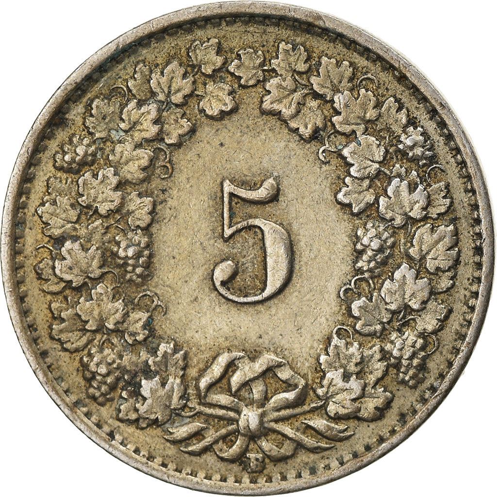 Switzerland Coin Swiss 5 Rappen | Goddess of Liberty Libertas | KM26 | 1879 - 1980