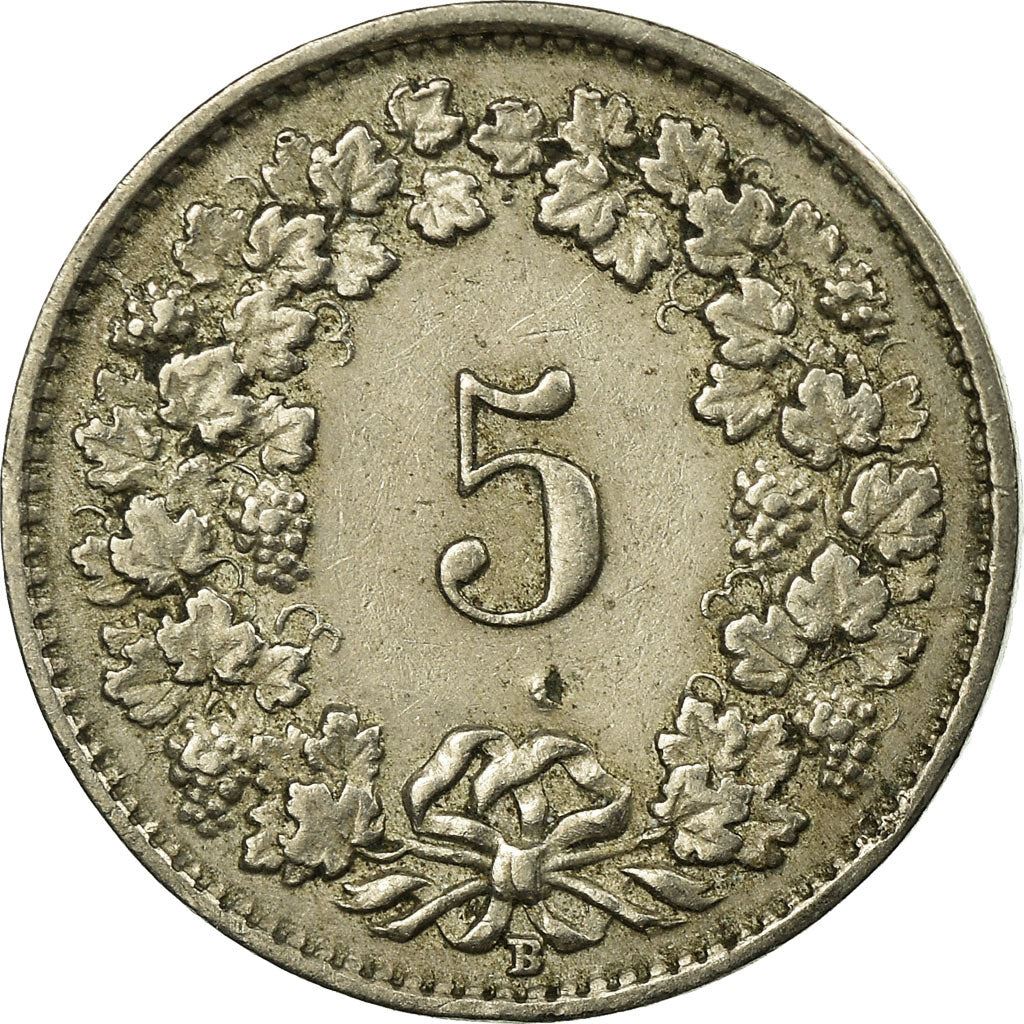 Switzerland Coin Swiss 5 Rappen | Goddess of Liberty Libertas | KM26 | 1879 - 1980