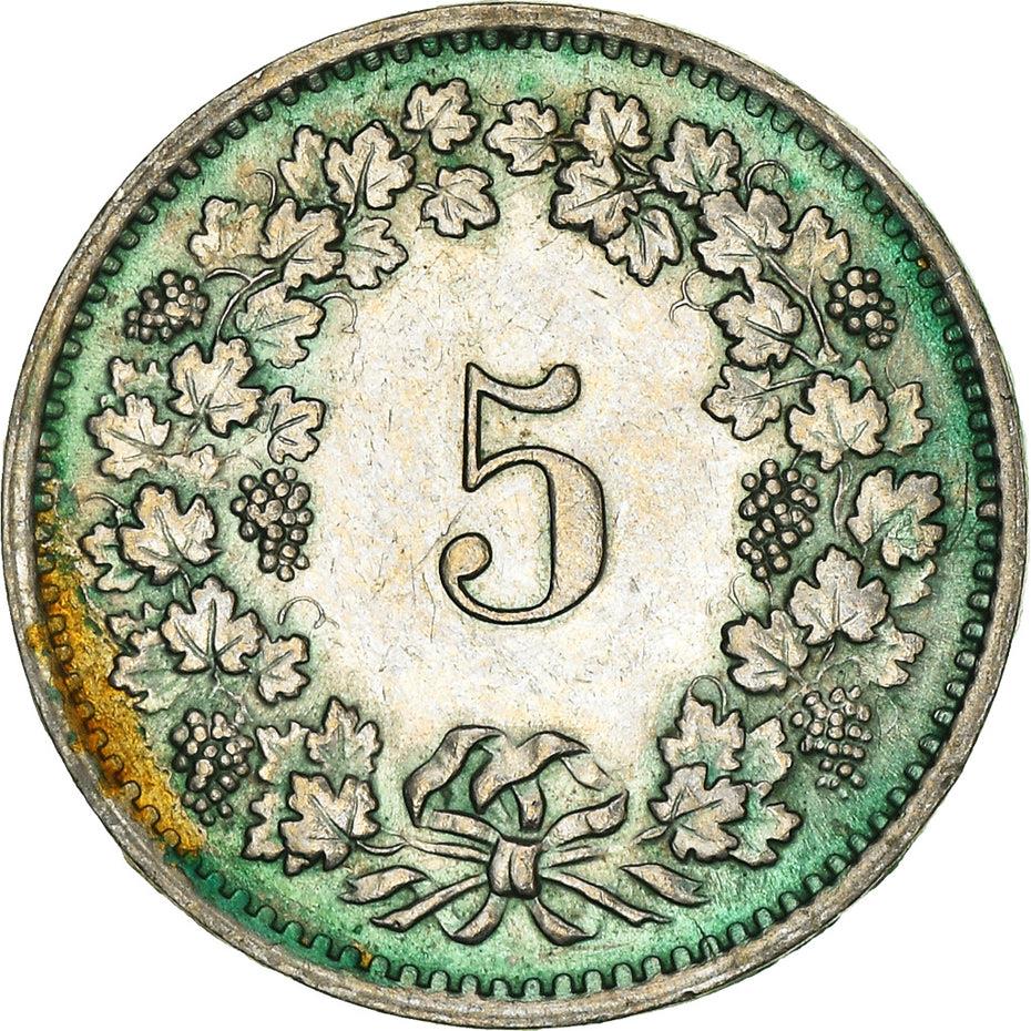 Switzerland Coin Swiss 5 Rappen | Goddess of Liberty Libertas | KM26 | 1879 - 1980