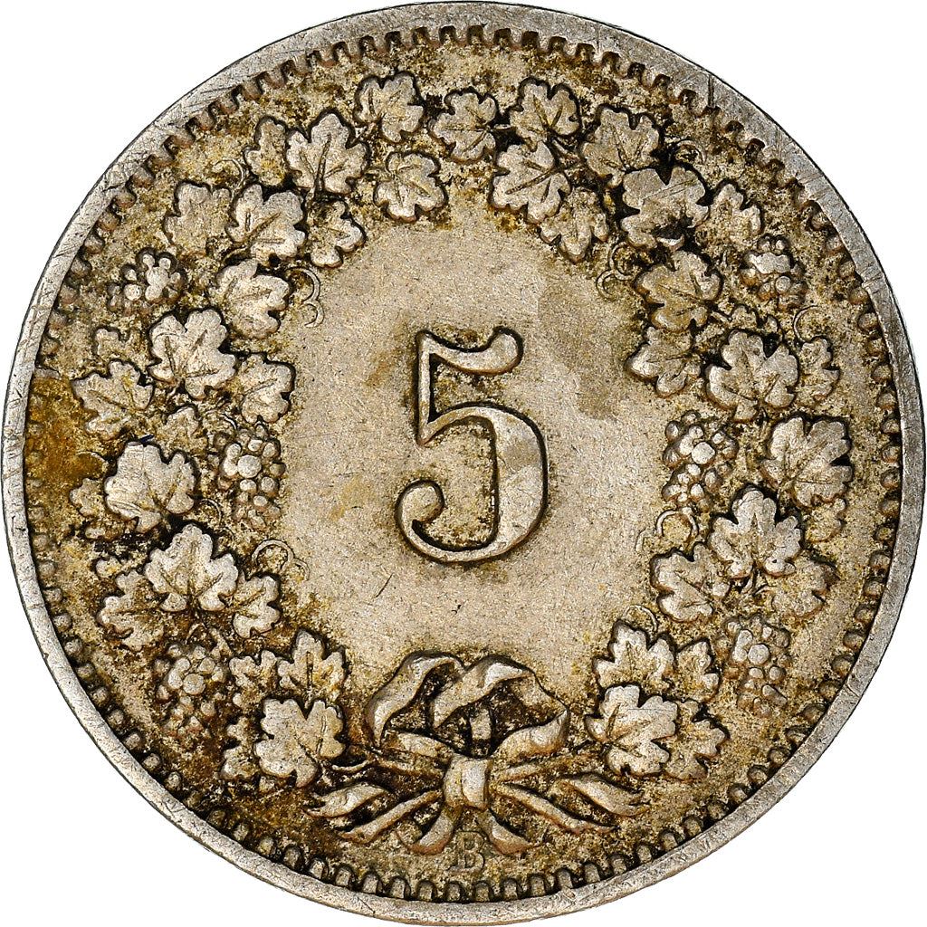 Switzerland Coin Swiss 5 Rappen | Goddess of Liberty Libertas | KM26 | 1879 - 1980