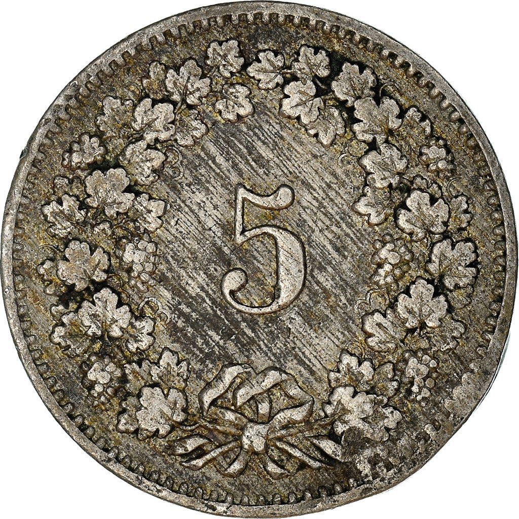 Switzerland Coin Swiss 5 Rappen | Goddess of Liberty Libertas | KM26 | 1879 - 1980