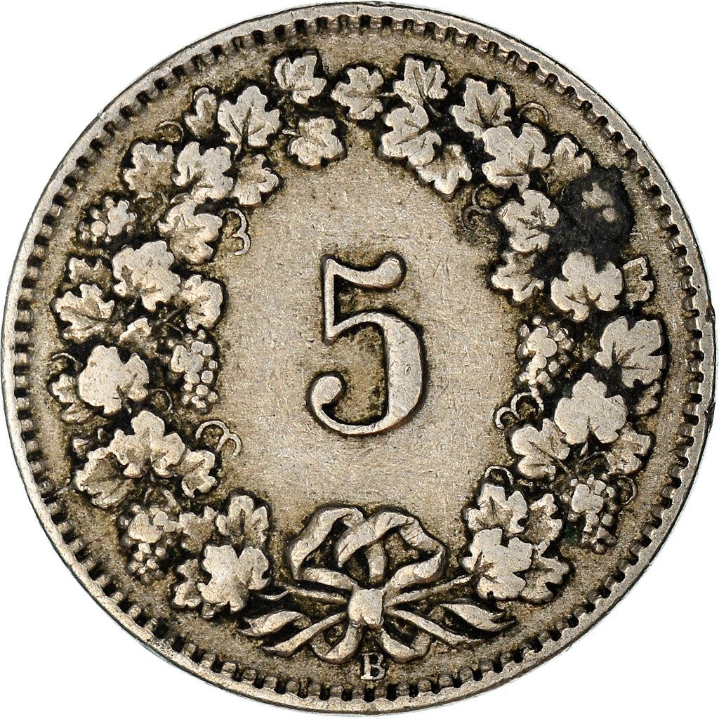 Switzerland Coin Swiss 5 Rappen | Goddess of Liberty Libertas | KM26 | 1879 - 1980