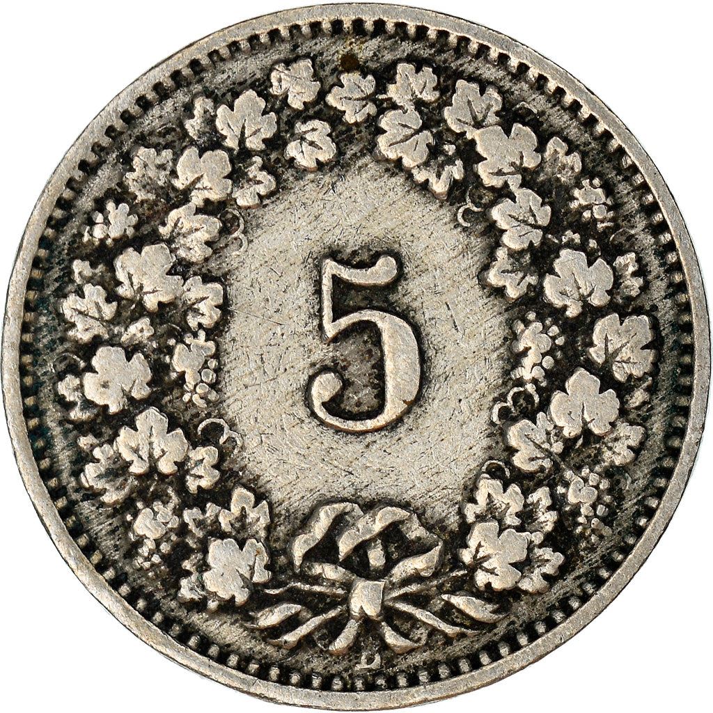 Switzerland Coin Swiss 5 Rappen | Goddess of Liberty Libertas | KM26 | 1879 - 1980