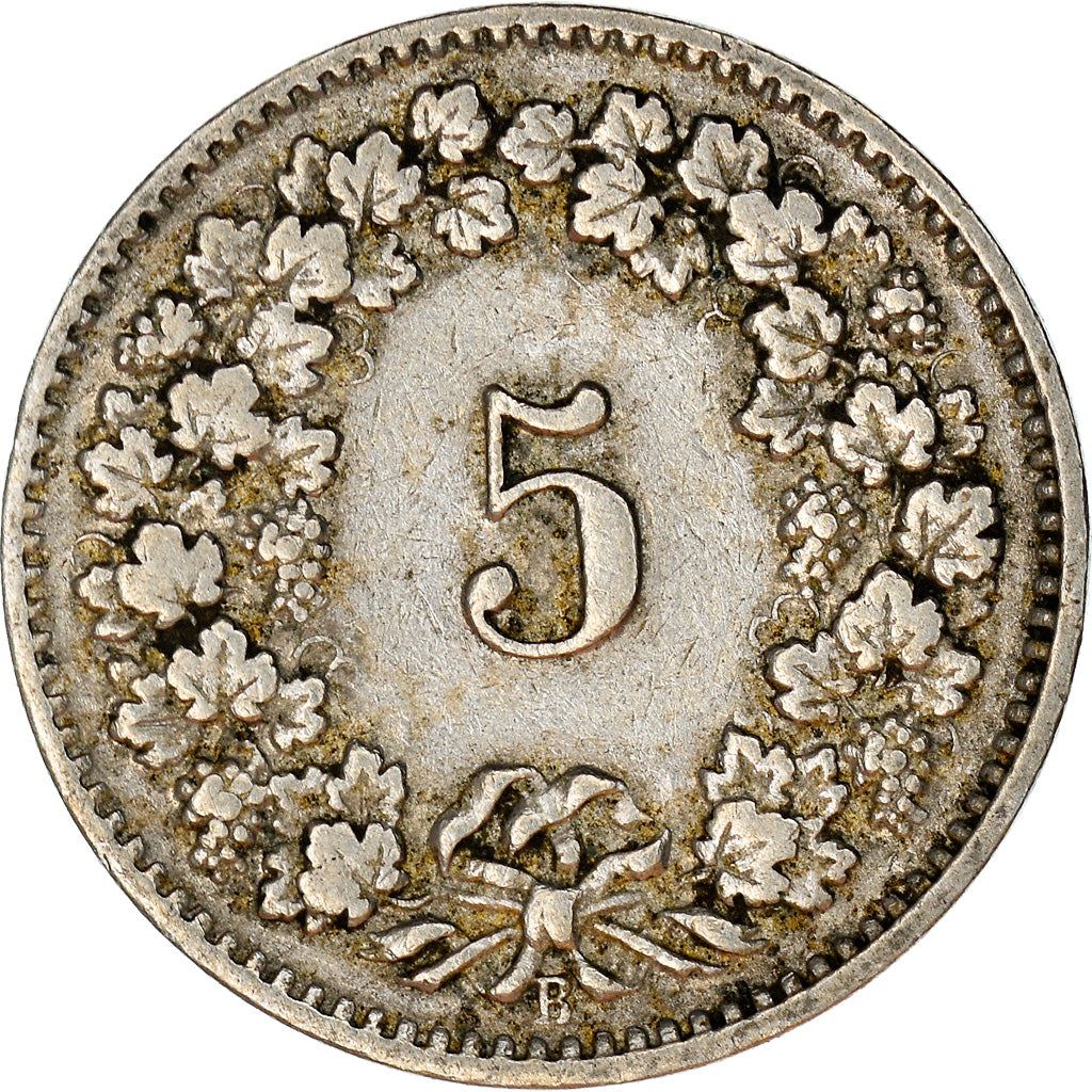 Switzerland Coin Swiss 5 Rappen | Goddess of Liberty Libertas | KM26 | 1879 - 1980