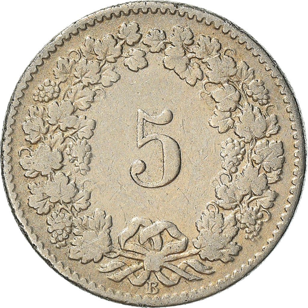 Switzerland Coin Swiss 5 Rappen | Goddess of Liberty Libertas | KM26 | 1879 - 1980