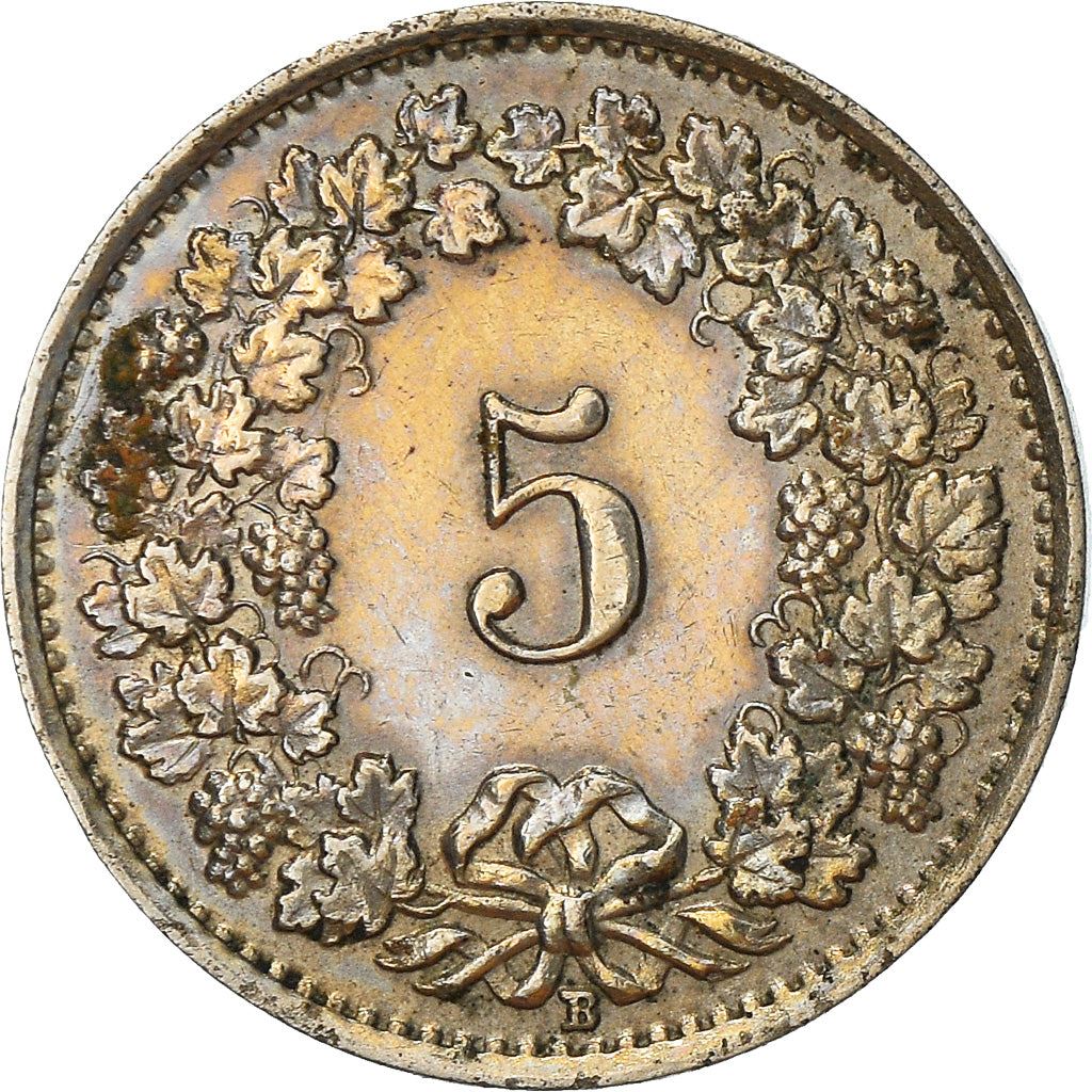 Switzerland Coin Swiss 5 Rappen | Goddess of Liberty Libertas | KM26 | 1879 - 1980