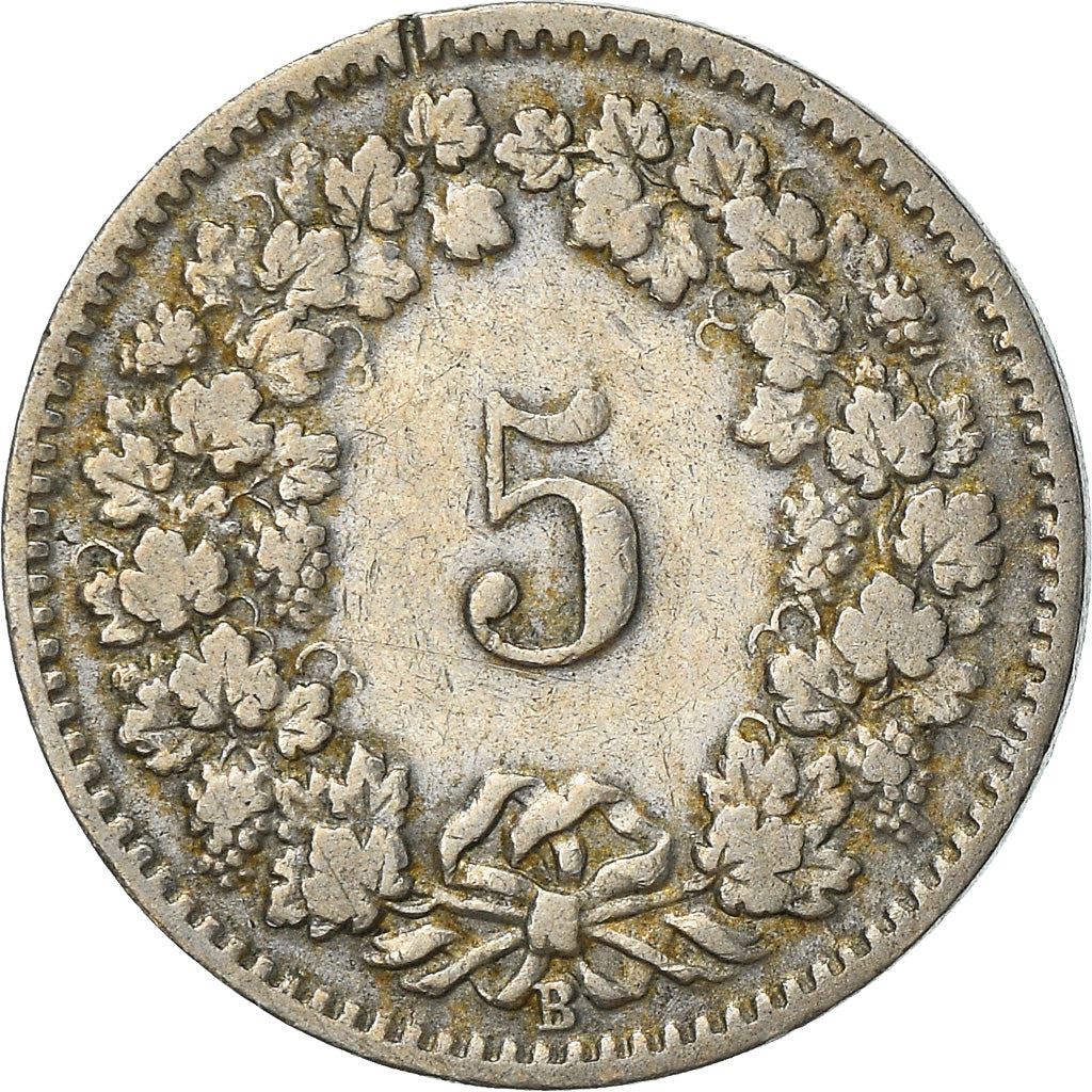 Switzerland Coin Swiss 5 Rappen | Goddess of Liberty Libertas | KM26 | 1879 - 1980