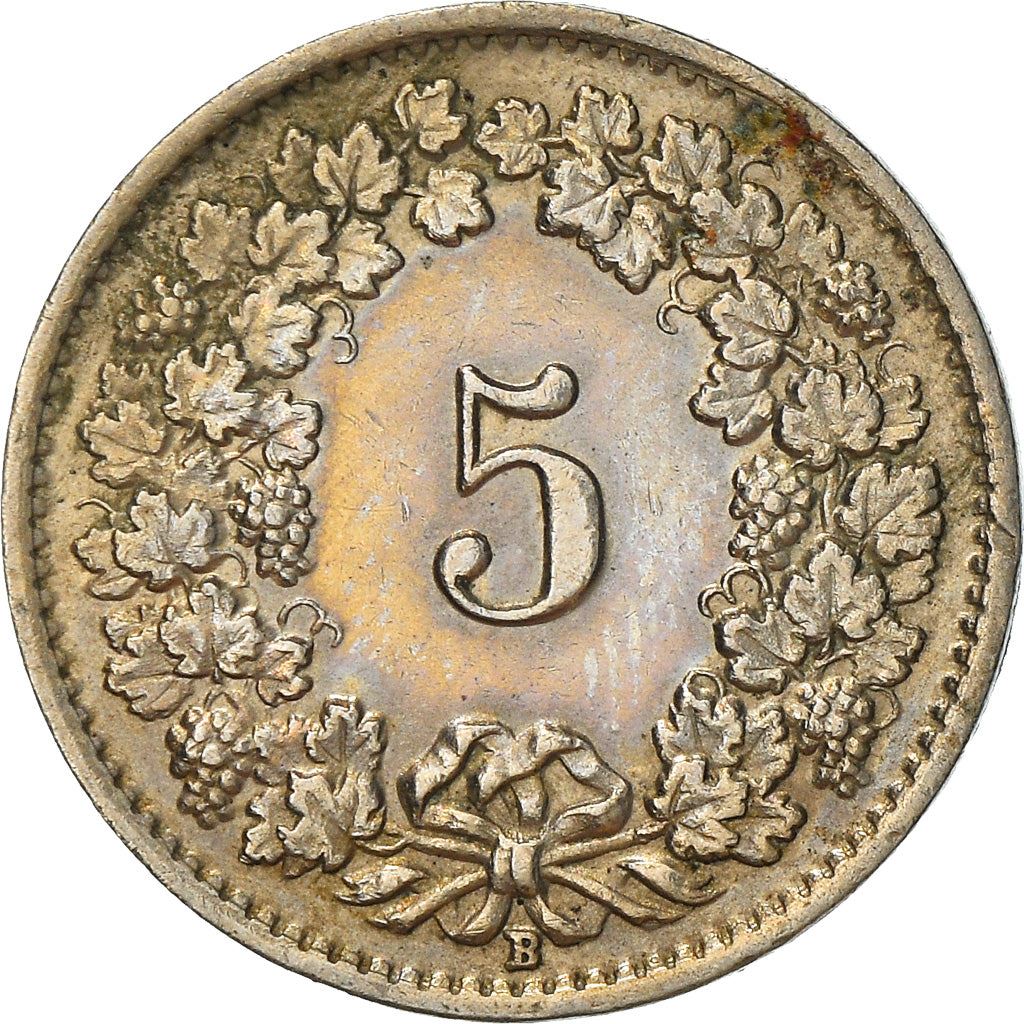 Switzerland Coin Swiss 5 Rappen | Goddess of Liberty Libertas | KM26 | 1879 - 1980