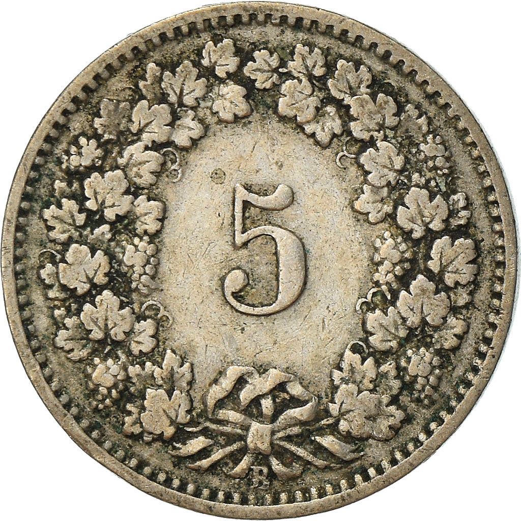 Switzerland Coin Swiss 5 Rappen | Goddess of Liberty Libertas | KM26 | 1879 - 1980