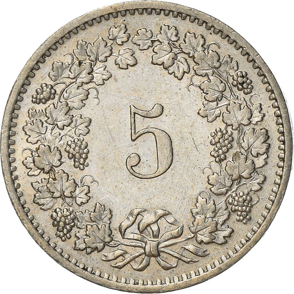 Switzerland Coin Swiss 5 Rappen | Goddess of Liberty Libertas | KM26 | 1879 - 1980