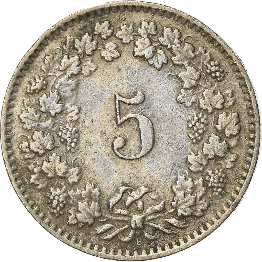 Switzerland Coin Swiss 5 Rappen | Goddess of Liberty Libertas | KM26 | 1879 - 1980