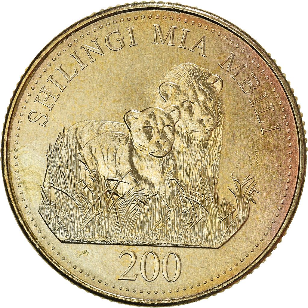 Tanzania | 200 Shilingi Coin | Lions | Km:34 | 1998 - 2014