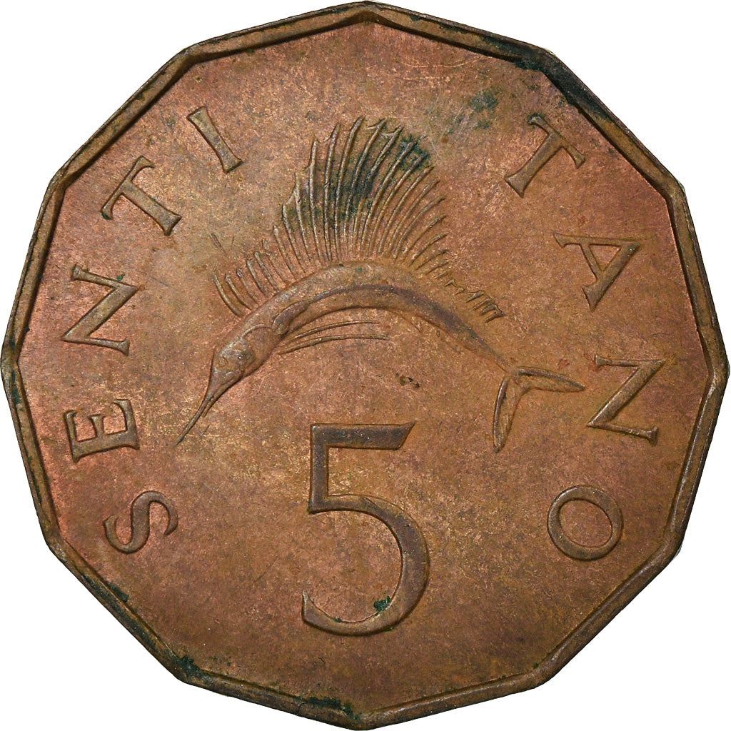 Tanzania | 5 Senti Coin | Sailfish | Km:1 | 1966 - 1984