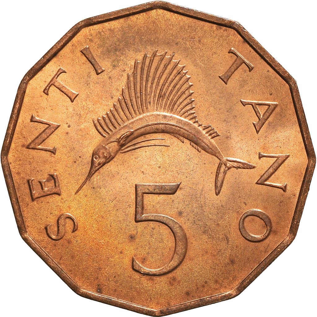 Tanzania | 5 Senti Coin | Sailfish | Km:1 | 1966 - 1984