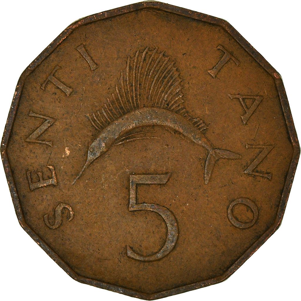 Tanzania | 5 Senti Coin | Sailfish | Km:1 | 1966 - 1984