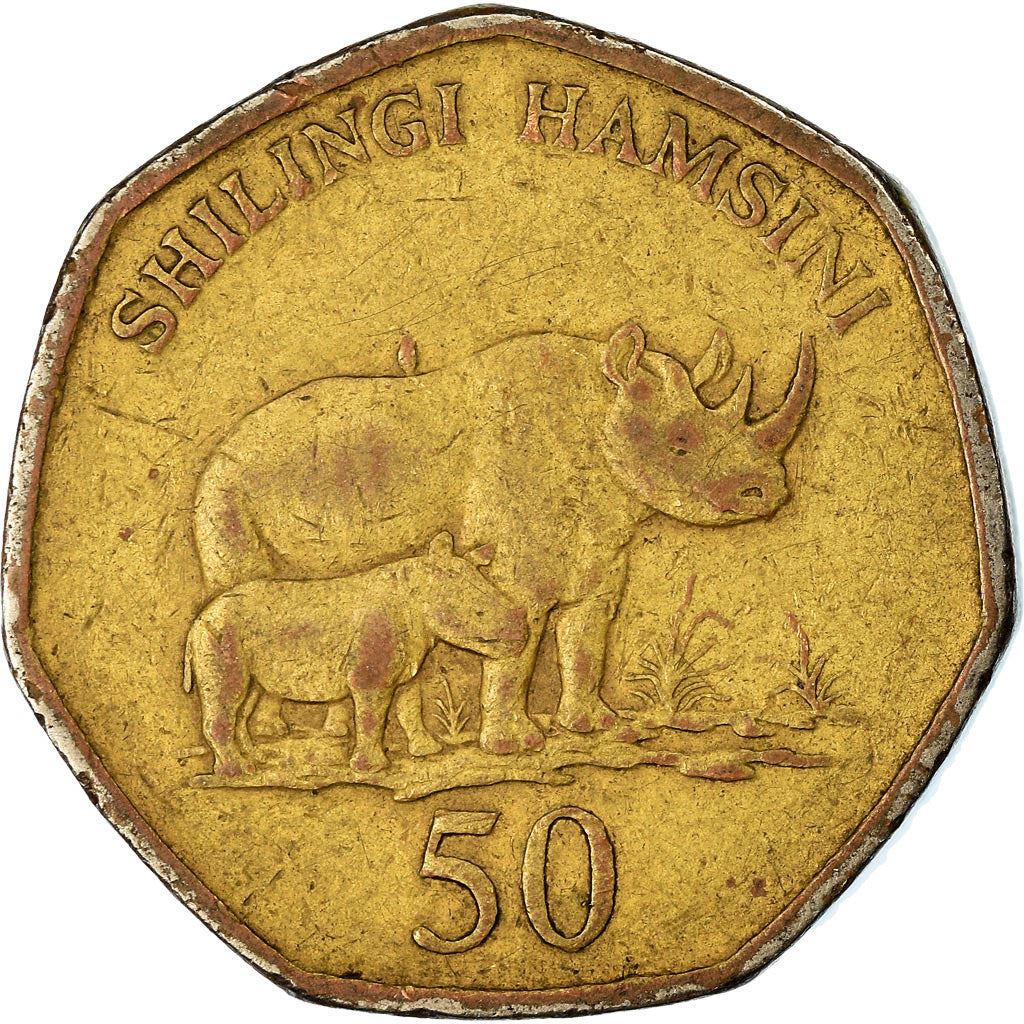 Tanzania | 50 Shilingi Coin | Rhino | Km:33 | 1996 - 2015