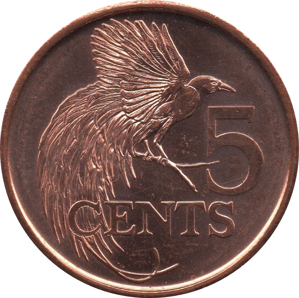 Trinidad and Tobago 5 Cents Coin | Greater Bird of Paradise | 2017