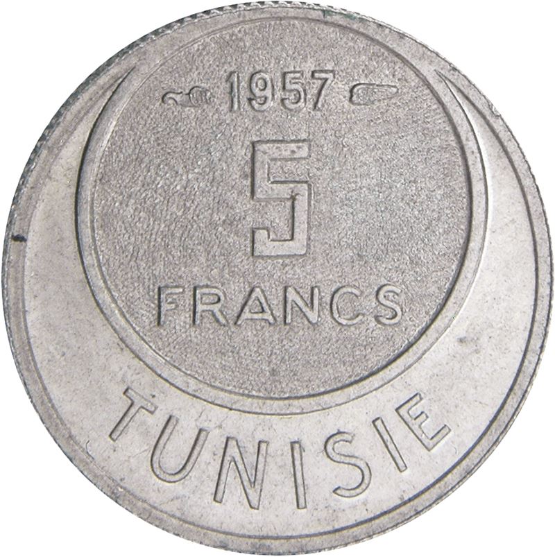 Tunisia | 5 Francs Coin | Muhammad VIII | KM277 | 1954 - 1957