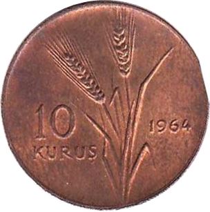 Turkey | 10 Kuruş Coin | KM891.2 | 1958 - 1968