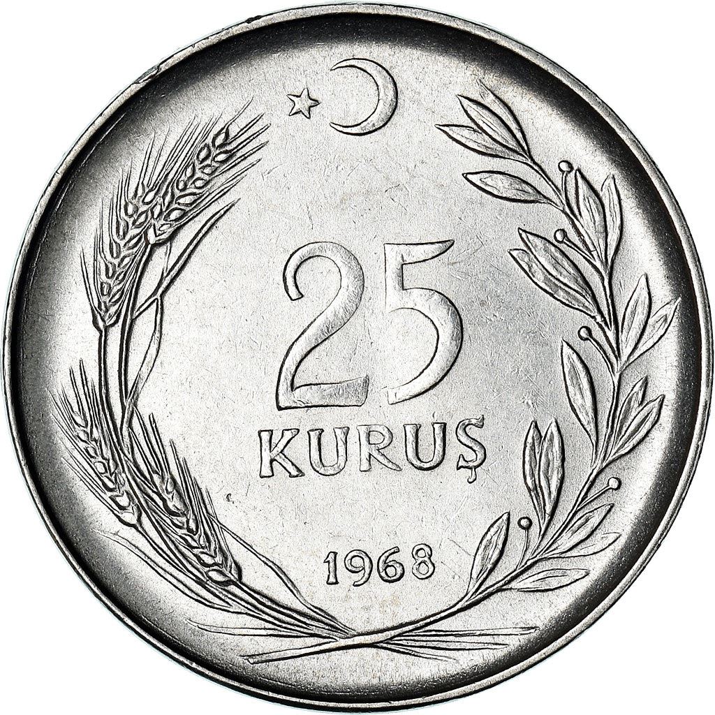 Turkey | 25 Kuruş Coin | KM892.3| 1967 - 1978