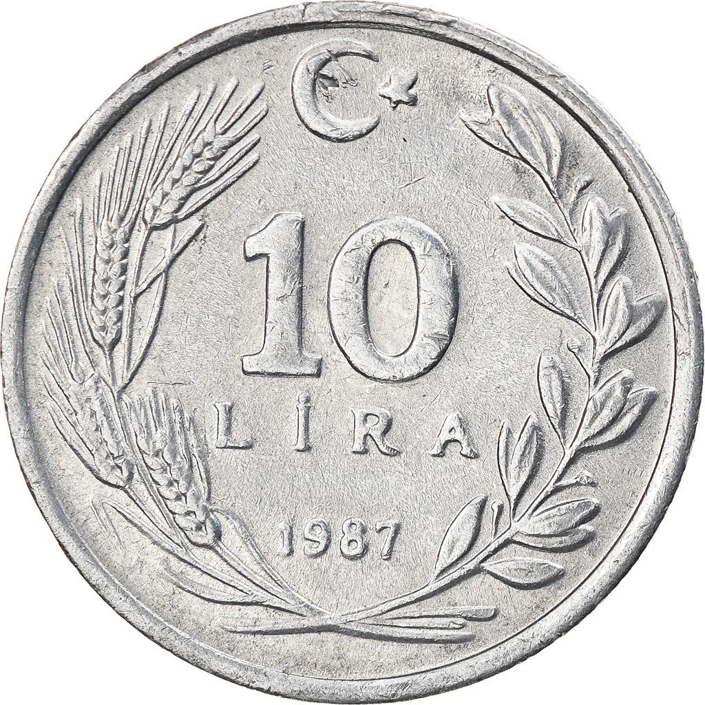 Turkey Coin Turkish 10 Lira | President Mustafa Kemal Ataturk | Moon Star | KM964 | 1984 - 1989