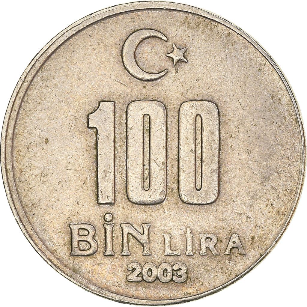 Turkey Coin Turkish 100 000 Lira | President Mustafa Kemal Ataturk | KM1106 | 2001 - 2004