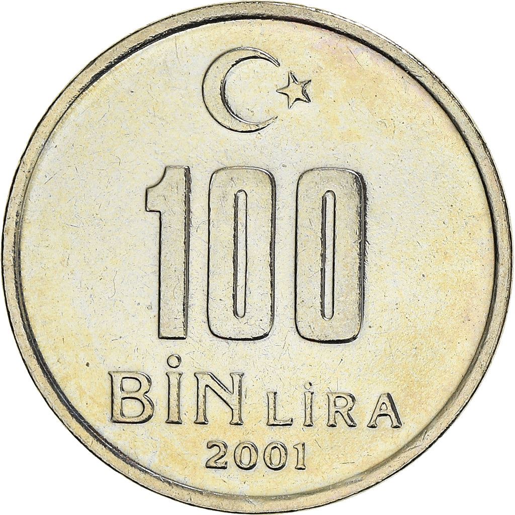 Turkey Coin Turkish 100 000 Lira | President Mustafa Kemal Ataturk | KM1106 | 2001 - 2004