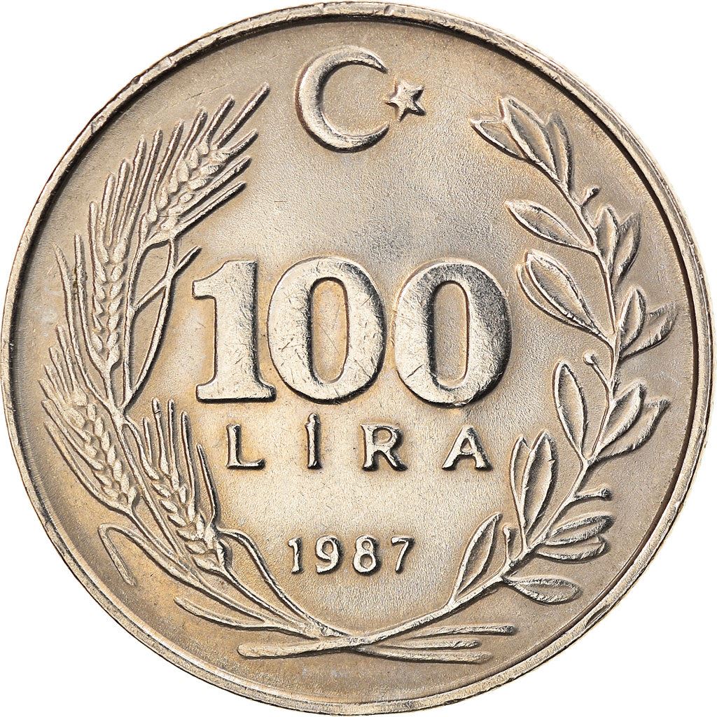 Turkey Coin Turkish 100 Lira | President Mustafa Kemal Ataturk | Moon Star | KM967 | 1984 - 1988