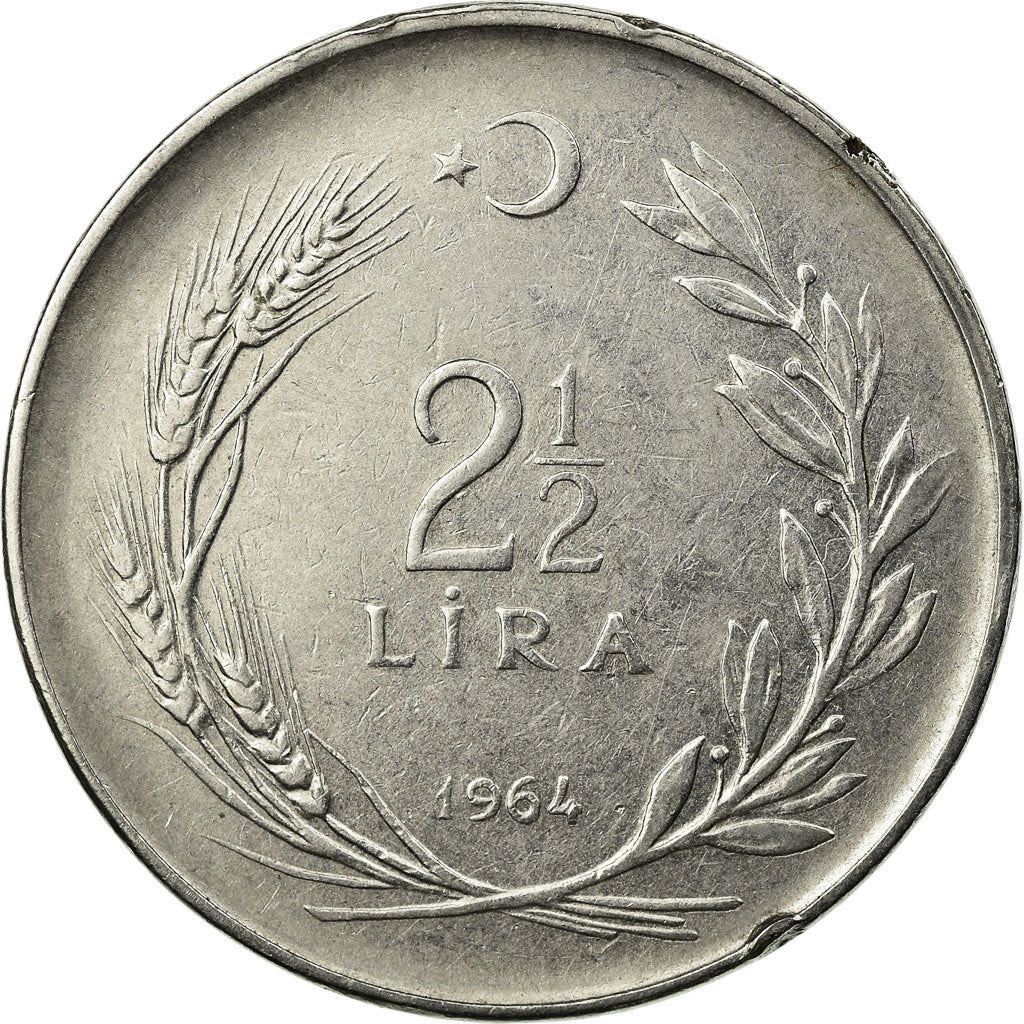 Turkey Coin Turkish 2½ Lira | President Mustafa Kemal Ataturk | Kocatepe Mosque | KM893.1 | 1960 - 1968