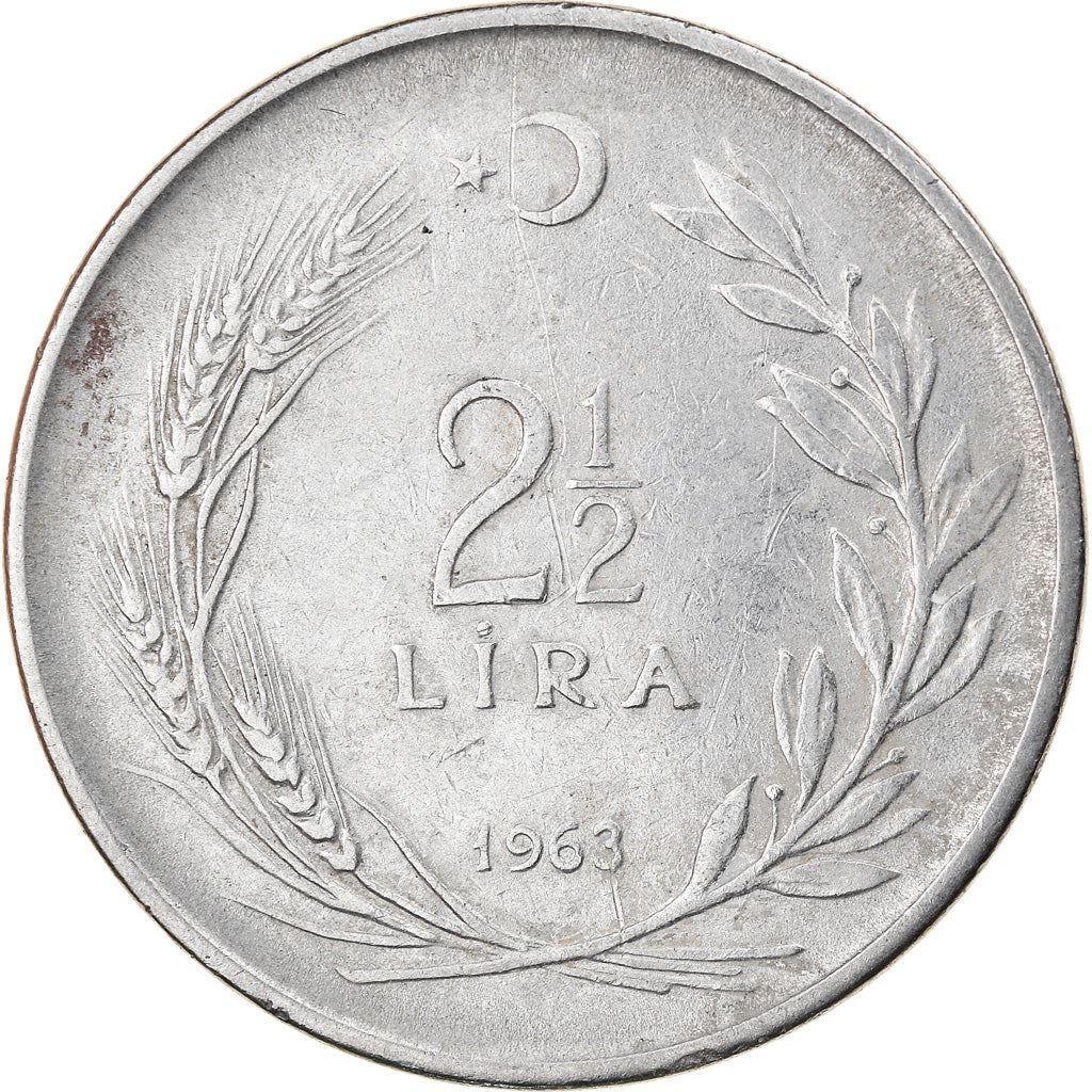 Turkey Coin Turkish 2½ Lira | President Mustafa Kemal Ataturk | Kocatepe Mosque | KM893.1 | 1960 - 1968