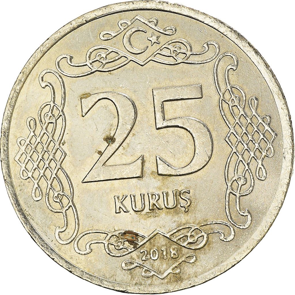 Turkey Coin Turkish 25 Kurus | President Mustafa Kemal Ataturk | Moon Star | KM1242 | 2009 - 2021