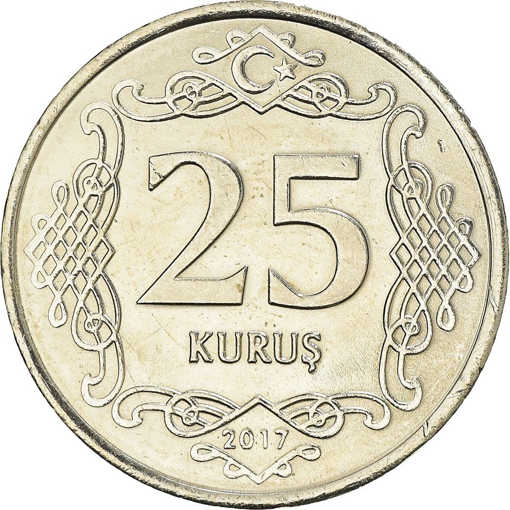 Turkey Coin Turkish 25 Kurus | President Mustafa Kemal Ataturk | Moon Star | KM1242 | 2009 - 2021