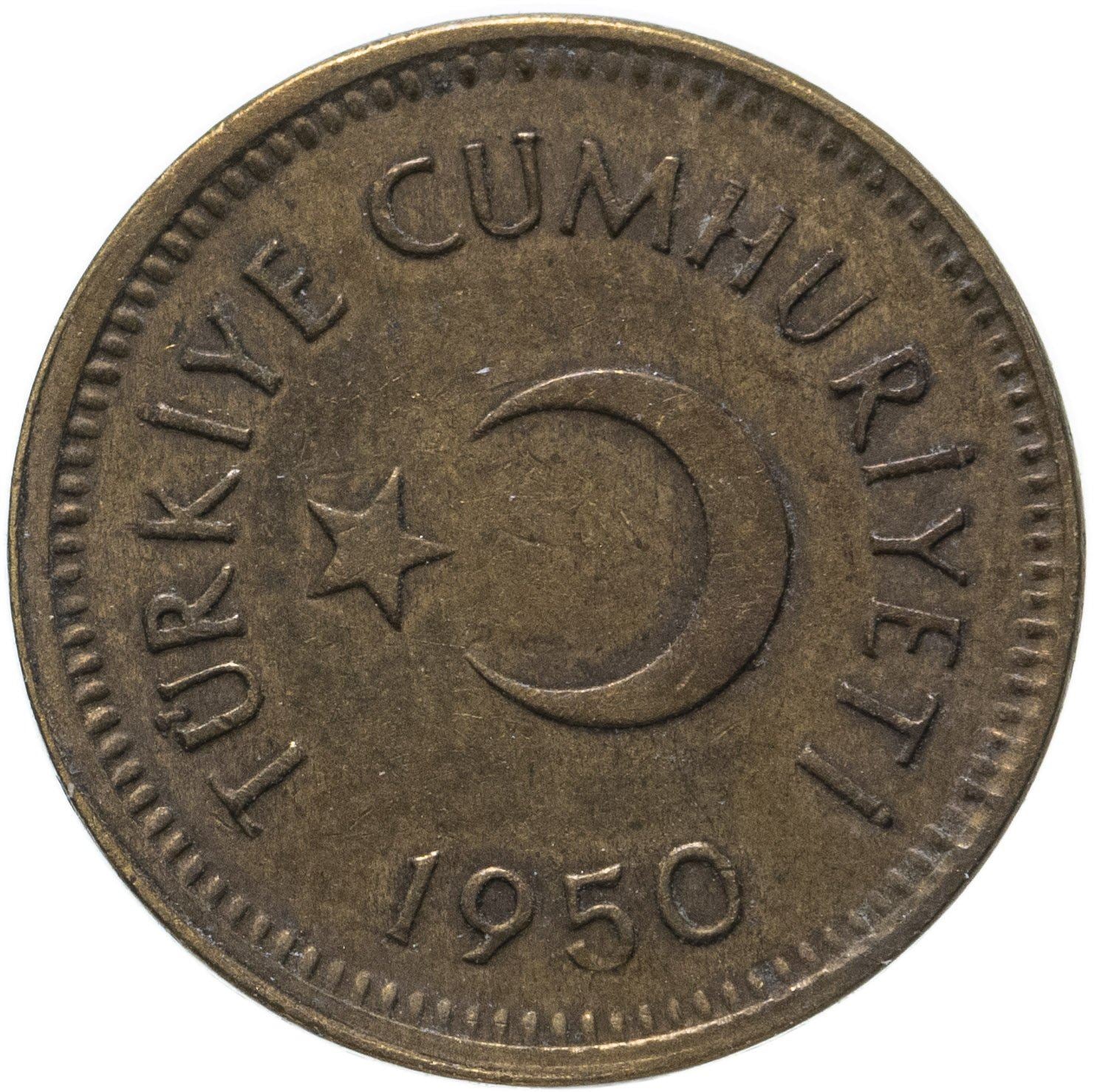 Turkey Coin Turkish 5 Kurus | Moon Star | Istanbul | KM887 | 1949 - 1957