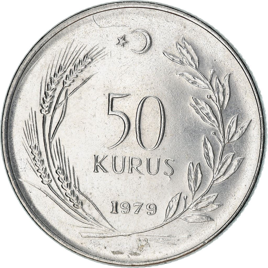 Turkey Coin Turkish 50 Kurus | FAO | Bride | Moon Star | KM899 | 1971 - 1979